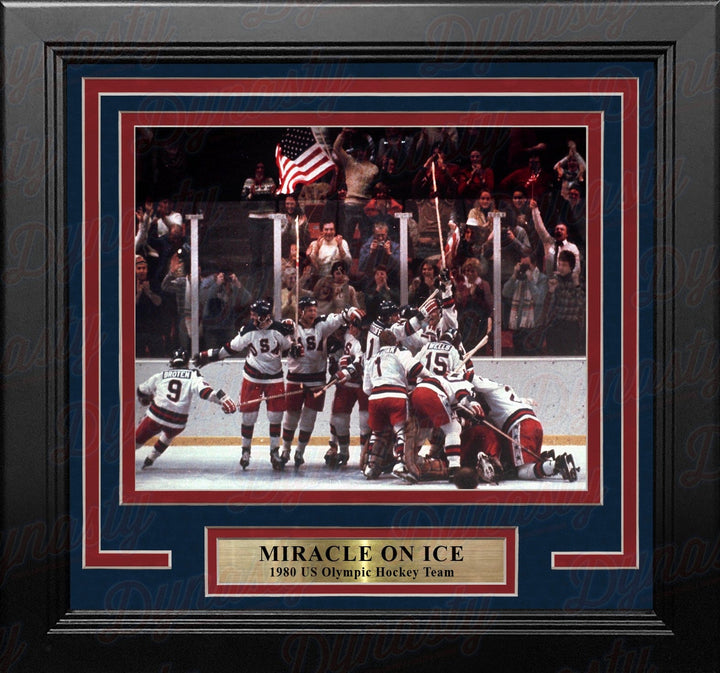 Dynasty Sports & Framing Framed Hockey Photos 8x10 Framed Photo 1980 USA Miracle on Ice Olympic Hockey Framed & Matted Photo