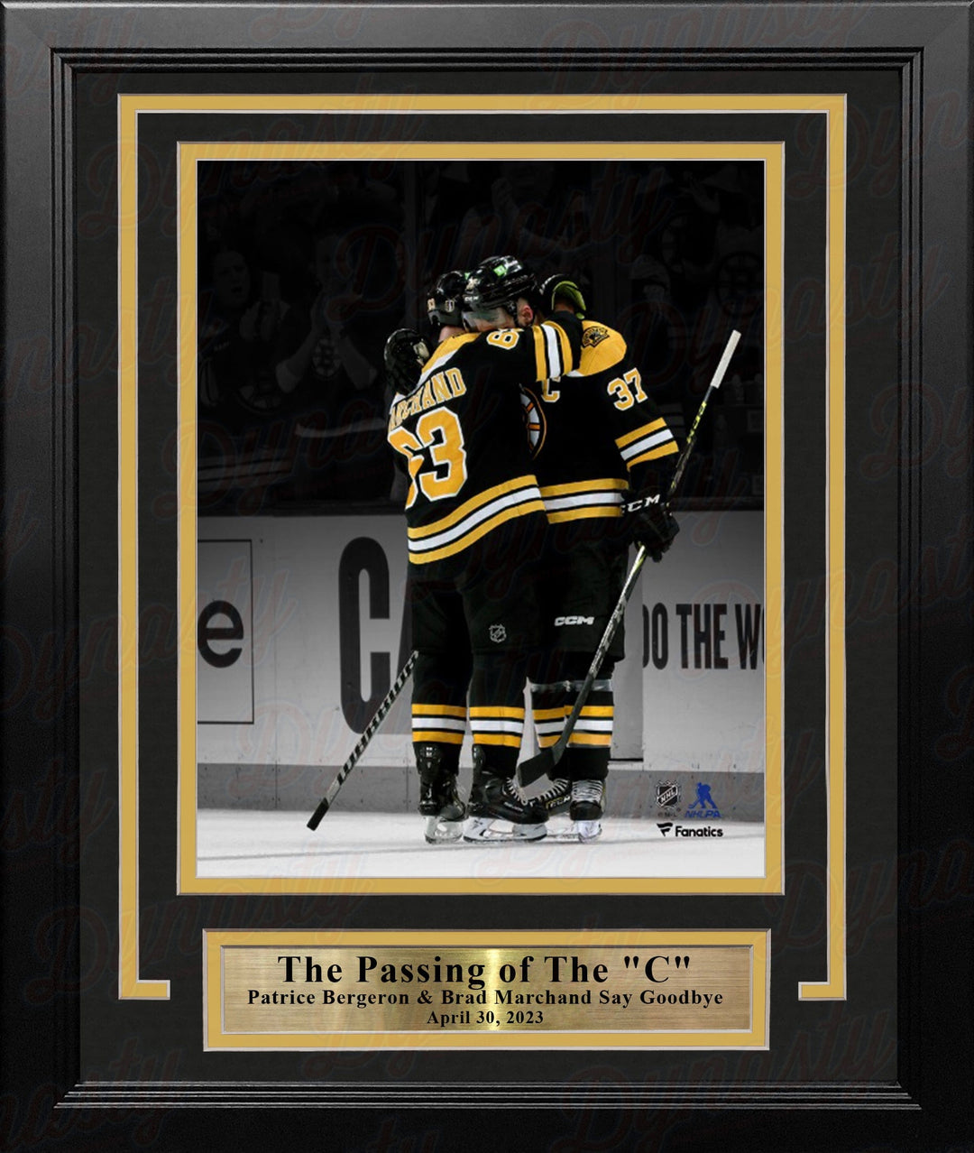 Dynasty Sports & Framing Framed Hockey Photos Brad Marchand & Patrice Bergeron Hug During Bergeron's Final Game Boston Bruins 8x10 Framed Photo
