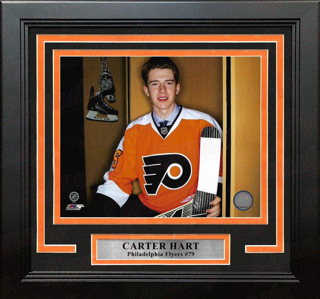 Dynasty Sports & Framing Framed Hockey Photos Carter Hart Philadelphia Flyers Locker Room 11" x 14" Framed Hockey Photo