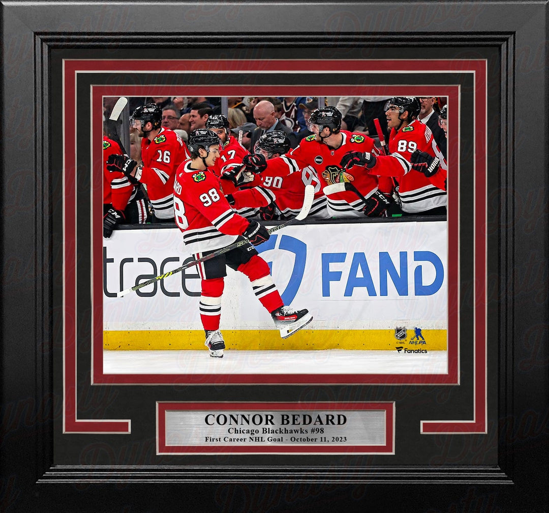 Dynasty Sports & Framing Framed Hockey Photos Connor Bedard First NHL Goal Chicago Blackhawks 8" x 10" Framed Hockey Photo