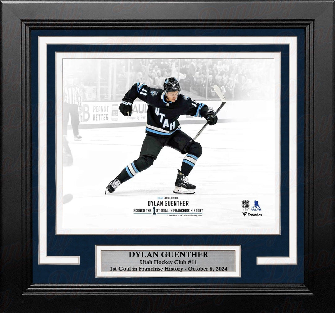 Dynasty Sports & Framing Framed Hockey Photos Dylan Guenther Utah Hockey Club First Goal in Franchise History 8" x 10" Framed Hockey Photo