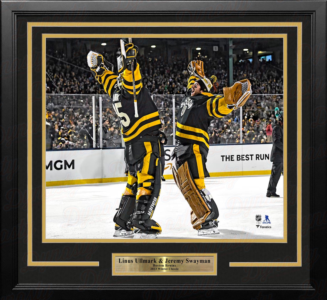 Dynasty Sports & Framing Framed Hockey Photos Linus Ullmark & Jeremy Swayman 2023 Winter Classic Boston Bruins 11" x 14" Framed Hockey Photo