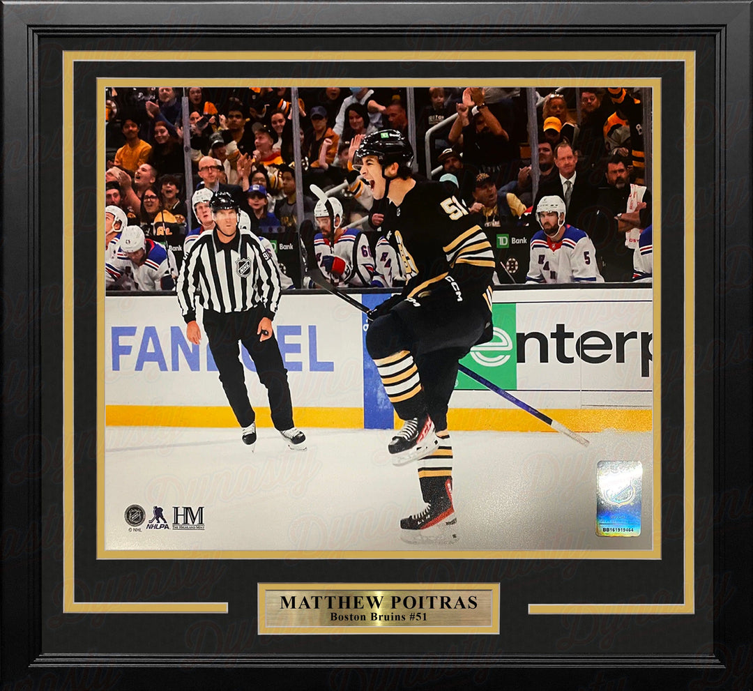 Dynasty Sports & Framing Framed Hockey Photos Matthew Poitras Celebration Boston Bruins 16" x 20" Framed Hockey Photo