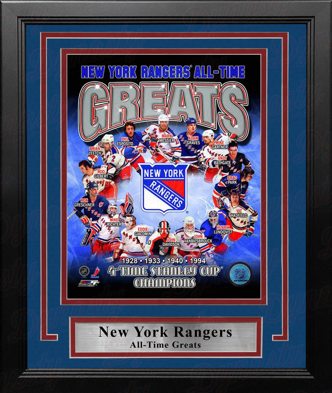 Dynasty Sports & Framing Framed Hockey Photos New York Rangers All-Time Greats 8" x 10" Framed Hockey Photo