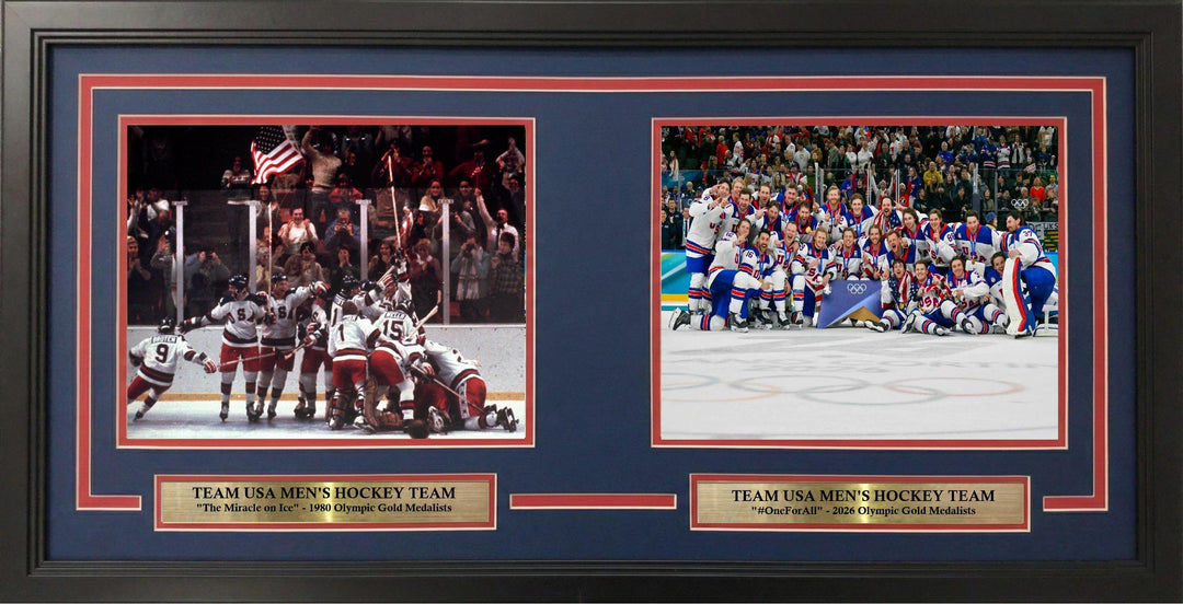 Dynasty Sports & Framing Framed Hockey Photos Team USA Men's Hockey 1980 & 2026 Olympics 8" x 10" Framed Collage