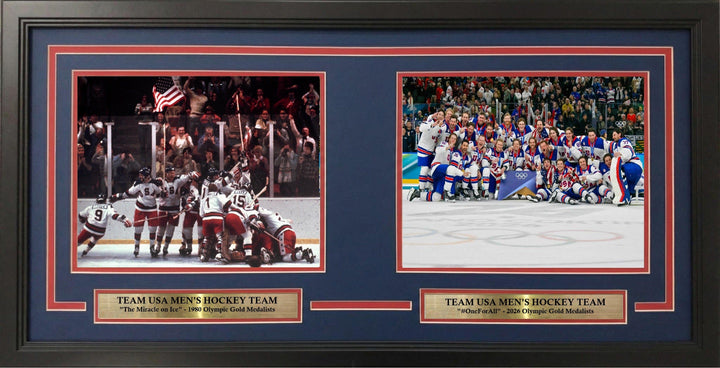 Dynasty Sports & Framing Framed Hockey Photos Team USA Men's Hockey 1980 & 2026 Olympics 8" x 10" Framed Collage