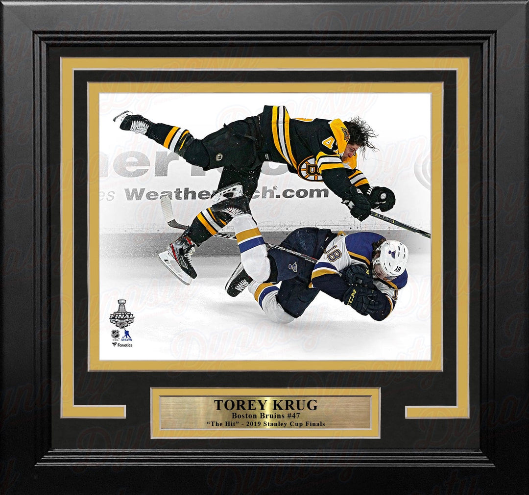 Dynasty Sports & Framing Framed Hockey Photos Torey Krug Boston Bruins 2019 Stanley Cup Finals Game 1 Hit 8" x 10" Framed Hockey Photo