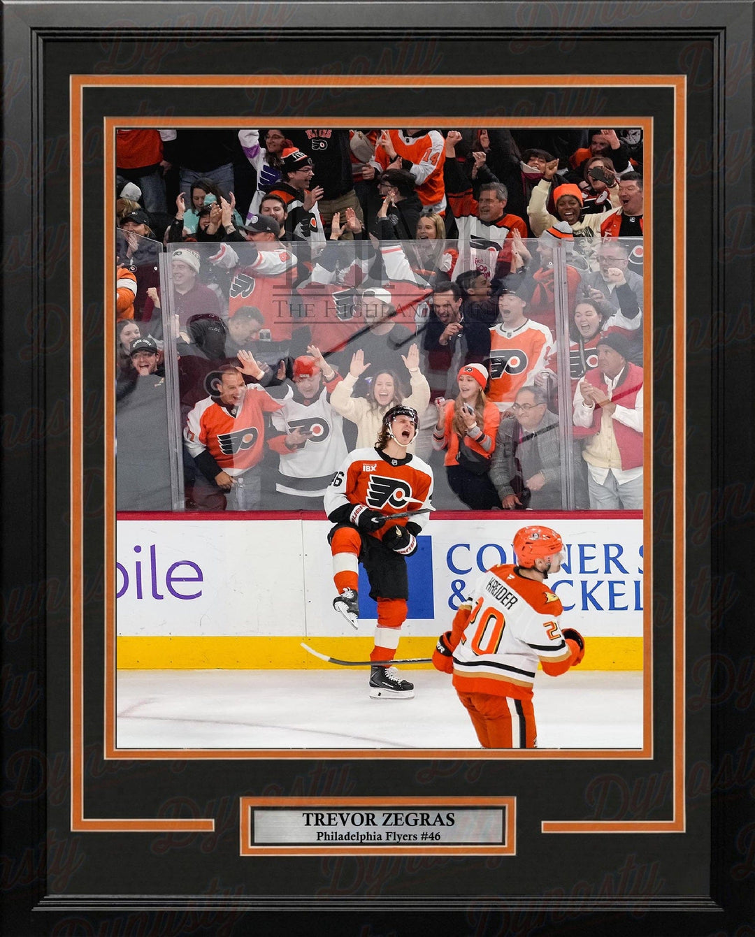 Dynasty Sports & Framing Framed Hockey Photos Trevor Zegras Philadelphia Flyers Celebration 11" x 14" Framed Hockey Photo