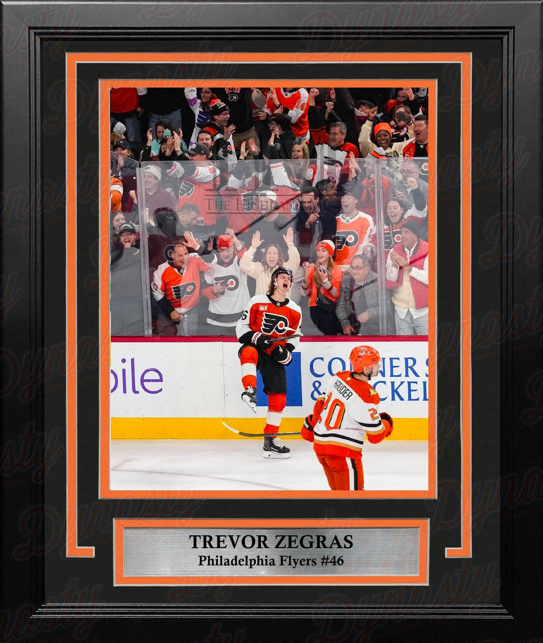 Dynasty Sports & Framing Framed Hockey Photos Trevor Zegras Philadelphia Flyers Celebration 8" x 10" Framed Hockey Photo