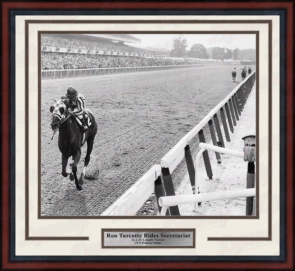 Dynasty Sports & Framing Framed Horse Racing Photos 11x14 Framed Photo Ron Turcotte Riding Secretariat at the 1973 Belmont Stakes Framed Horse Racing Photo