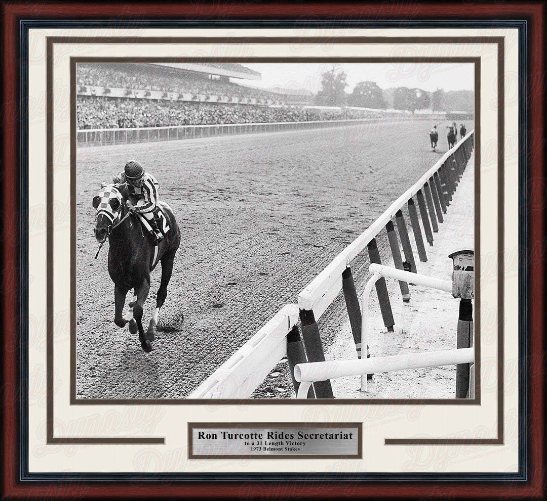 Dynasty Sports & Framing Framed Horse Racing Photos 11x14 Framed Photo Ron Turcotte Riding Secretariat at the 1973 Belmont Stakes Framed Horse Racing Photo