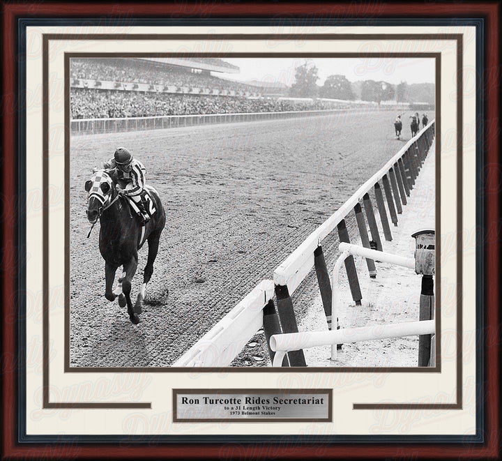 Dynasty Sports & Framing Framed Horse Racing Photos 11x14 Framed Photo Ron Turcotte Riding Secretariat at the 1973 Belmont Stakes Framed Horse Racing Photo