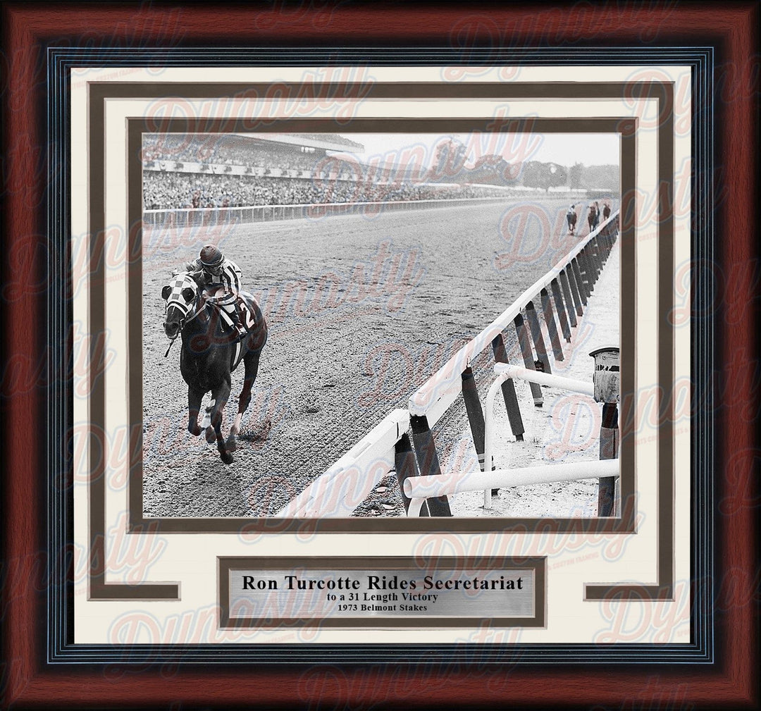 Dynasty Sports & Framing Framed Horse Racing Photos 8x10 Framed Photo Ron Turcotte Riding Secretariat at the 1973 Belmont Stakes Framed Horse Racing Photo