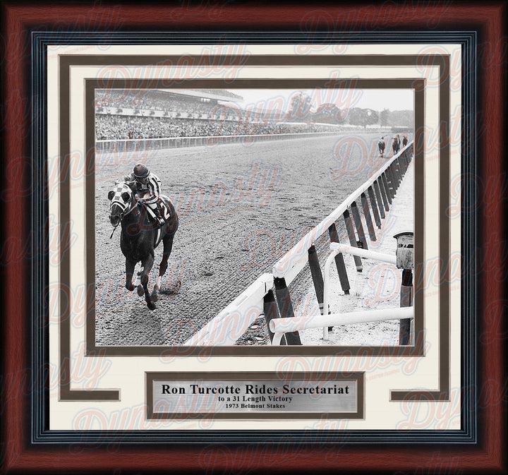 Dynasty Sports & Framing Framed Horse Racing Photos 8x10 Framed Photo Ron Turcotte Riding Secretariat at the 1973 Belmont Stakes Framed Horse Racing Photo