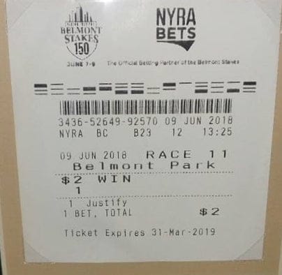 Dynasty Sports & Framing Framed Horse Racing Photos Mike Smith & Justify 2018 Belmont Stakes Framed and Matted Horse Racing Ticket Collage