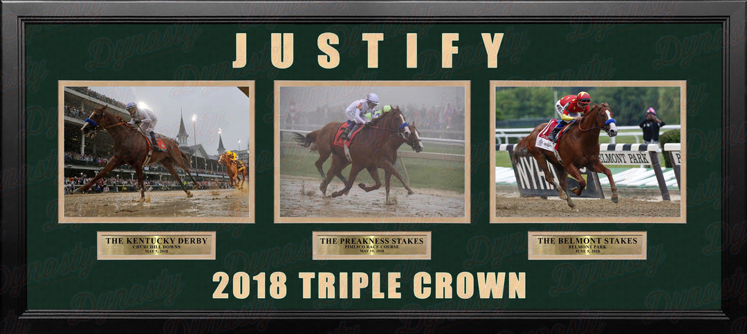 Dynasty Sports & Framing Framed Horse Racing Photos Mike Smith & Justify 2018 Triple Crown Winner Framed and Matted Horse Racing Collage