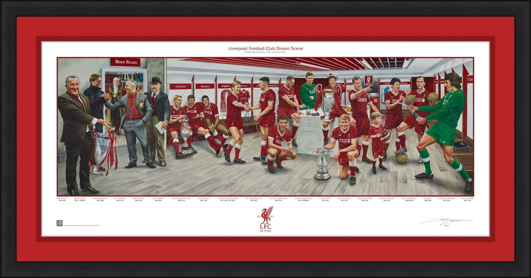 Dynasty Sports & Framing Framed Soccer Photos Black Frame w/ Red Matting Liverpool FC Exclusive Dream Scene Lithograph Artwork Print by Artist Jamie Cooper