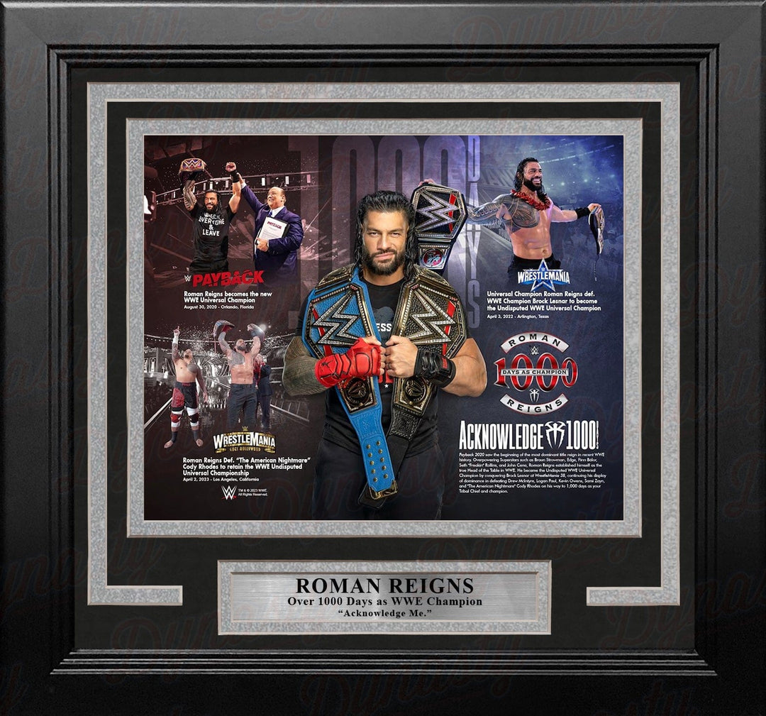 Dynasty Sports & Framing Framed Wrestling Photos Roman Reigns 1000 Days as Champion 8" x 10" Framed WWE Wrestling Collage Photo