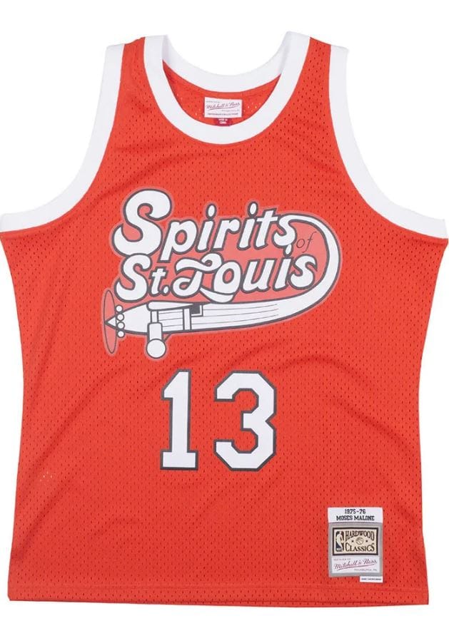 Dynasty Sports & Framing Jerseys - Basketball Moses Malone Spirits of St. Louis Mitchell & Ness Orange 1975-76 Hardwood Classics Swingman Jersey