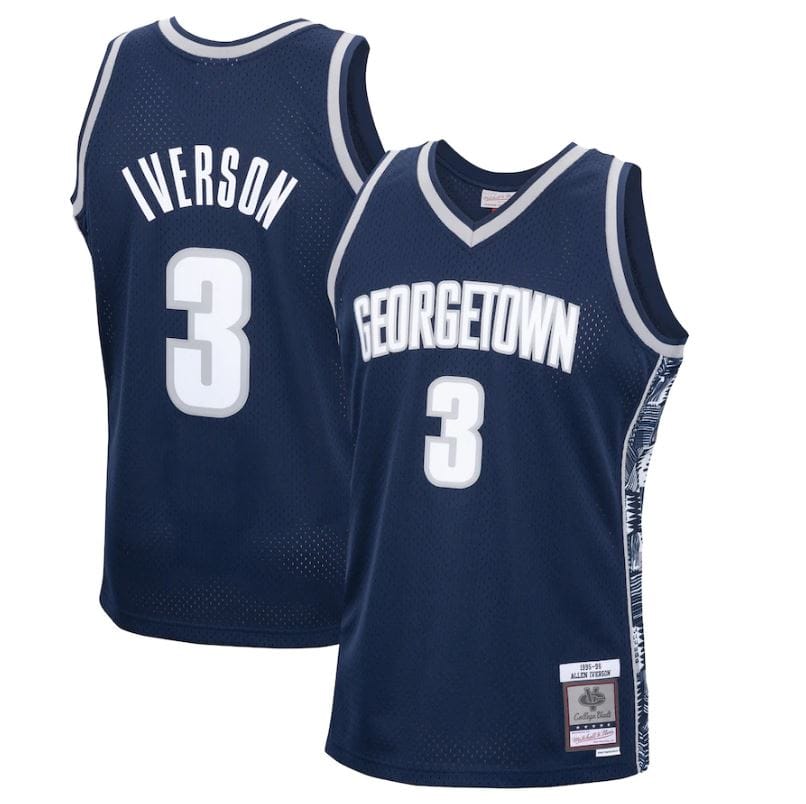 Dynasty Sports & Framing Jerseys - Basketball Small Allen Iverson Georgetown Hoyas Mitchell & Ness Navy Blue 1995-96 Hardwood Classics Swingman Jersey