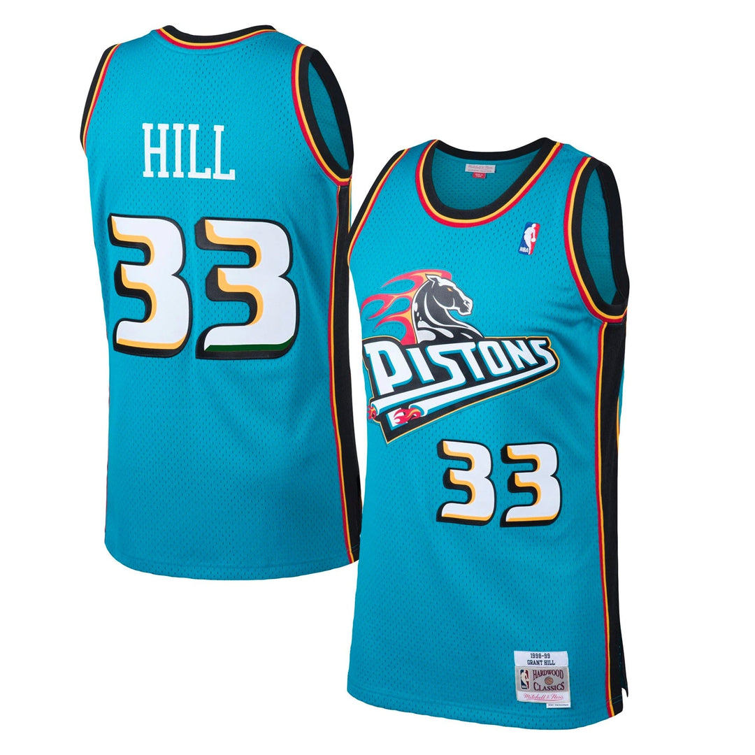Dynasty Sports & Framing Jerseys - Basketball Small Grant Hill Detroit Pistons Mitchell & Ness Teal 1998-99 Hardwood Classics Swingman Jersey