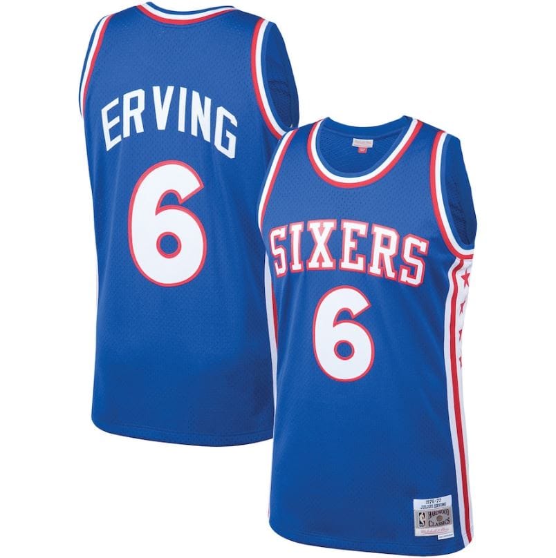 Dynasty Sports & Framing Jerseys - Basketball Small Julius Erving Philadelphia 76ers Mitchell & Ness 1976-77 Hardwood Classics Royal Blue Swingman Jersey