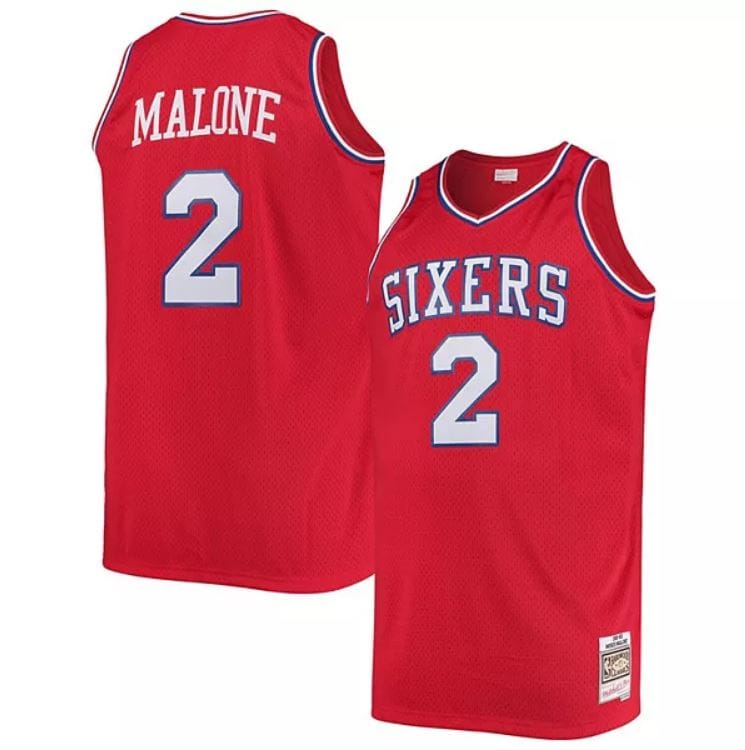 Dynasty Sports & Framing Jerseys - Basketball Small Moses Malone Philadelphia 76ers Mitchell & Ness 1982-83 Hardwood Classics Red Swingman Jersey