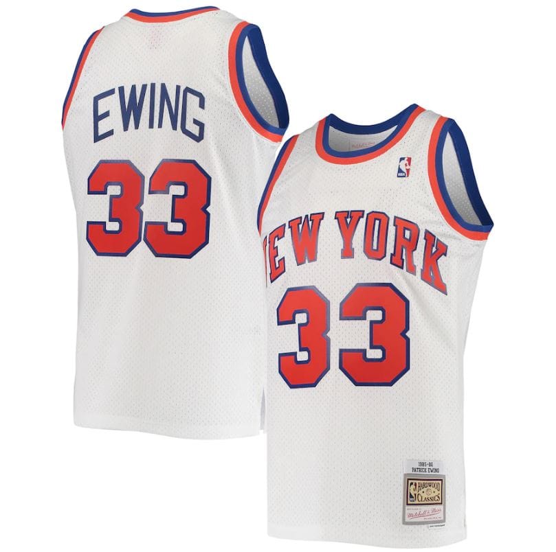 Dynasty Sports & Framing Jerseys - Basketball Small Patrick Ewing New York Knicks Mitchell & Ness White 1985-86 Hardwood Classics Swingman Jersey