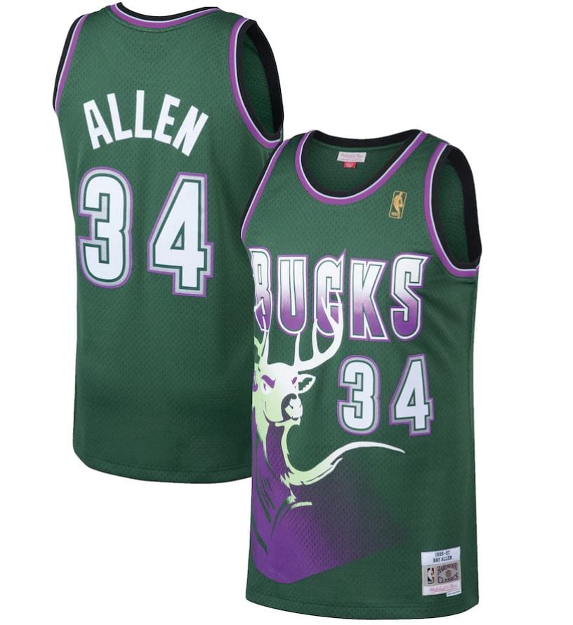 Dynasty Sports & Framing Jerseys - Basketball Small Ray Allen Milwaukee Bucks Mitchell & Ness Green Hardwood Classics 1996-97 Swingman Jersey