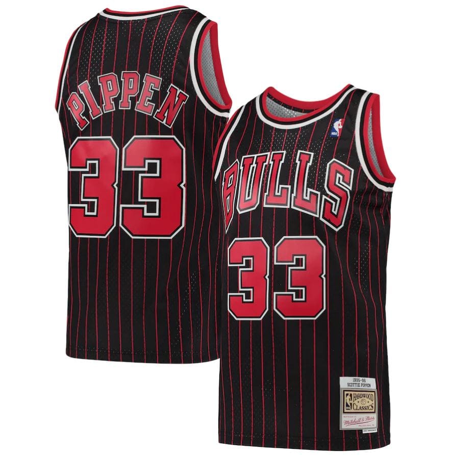 Dynasty Sports & Framing Jerseys - Basketball Small Scottie Pippen Chicago Bulls Mitchell & Ness Black Hardwood Classics 1995-96 Swingman Jersey