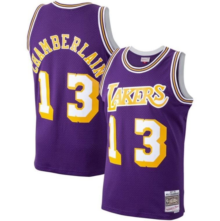 Dynasty Sports & Framing Jerseys - Basketball Small Wilt Chamberlain Los Angeles Lakers Mitchell & Ness Purple 1971-72 Hardwood Classics Swingman Jersey