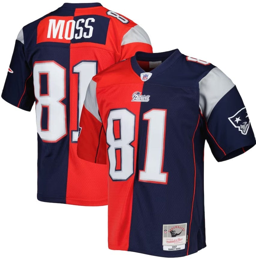 Dynasty Sports & Framing Jerseys - Football Small Randy Moss New England Patriots Mitchell & Ness Navy/Red 2007 Split Legacy Jersey
