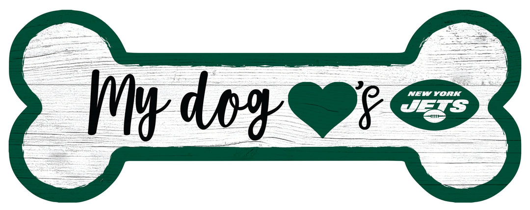 Dynasty Sports & Framing Signs/Plaques - Dog Bone New York Jets Football Dog Bone White Wooden Sign