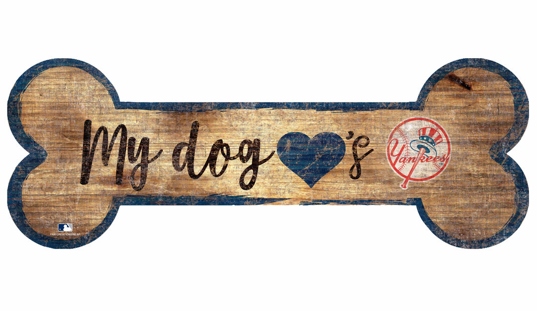Dynasty Sports & Framing Signs/Plaques - Dog Bone New York Yankees Baseball Dog Bone Wooden Sign