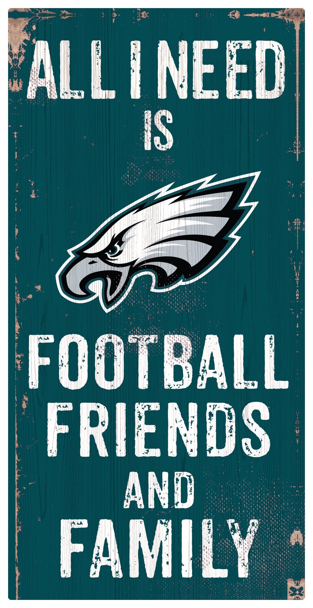 Dynasty Sports & Framing Signs/Plaques - Family & Friends Philadelphia Eagles Football, Friends, & Family Green Wood Sign