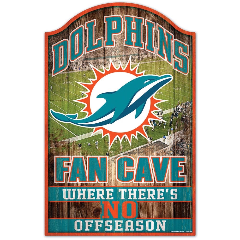 Dynasty Sports & Framing Signs/Plaques - Fan Cave Miami Dolphins Fan Cave 11" x 17" Wood Sign