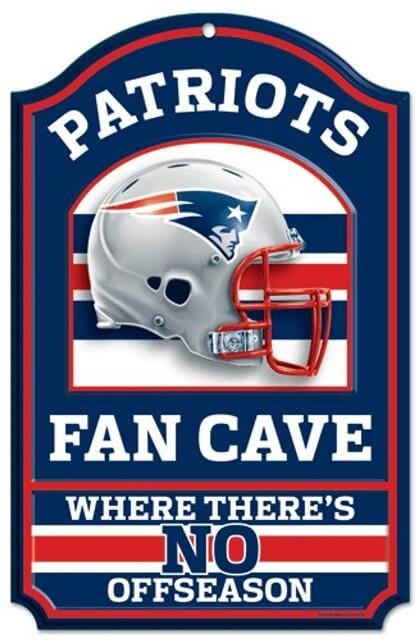 Dynasty Sports & Framing Signs/Plaques - Fan Cave New England Patriots Fan Cave 11" x 17" Helmet Logo Wood Sign