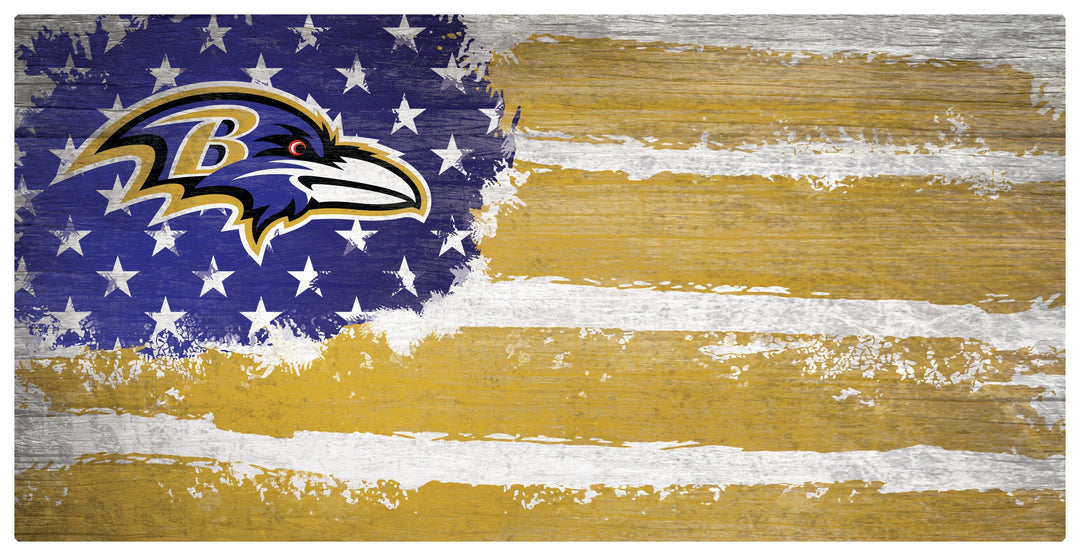 Dynasty Sports & Framing Signs/Plaques - Flag Baltimore Ravens Team Flag Wooden Sign