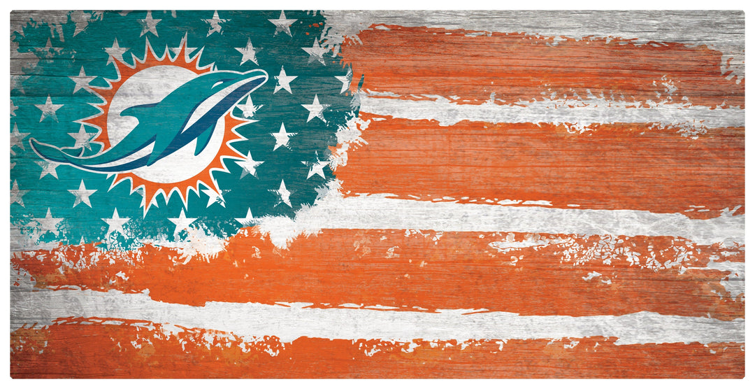 Dynasty Sports & Framing Signs/Plaques - Flag Miami Dolphins Team Flag Wooden Sign