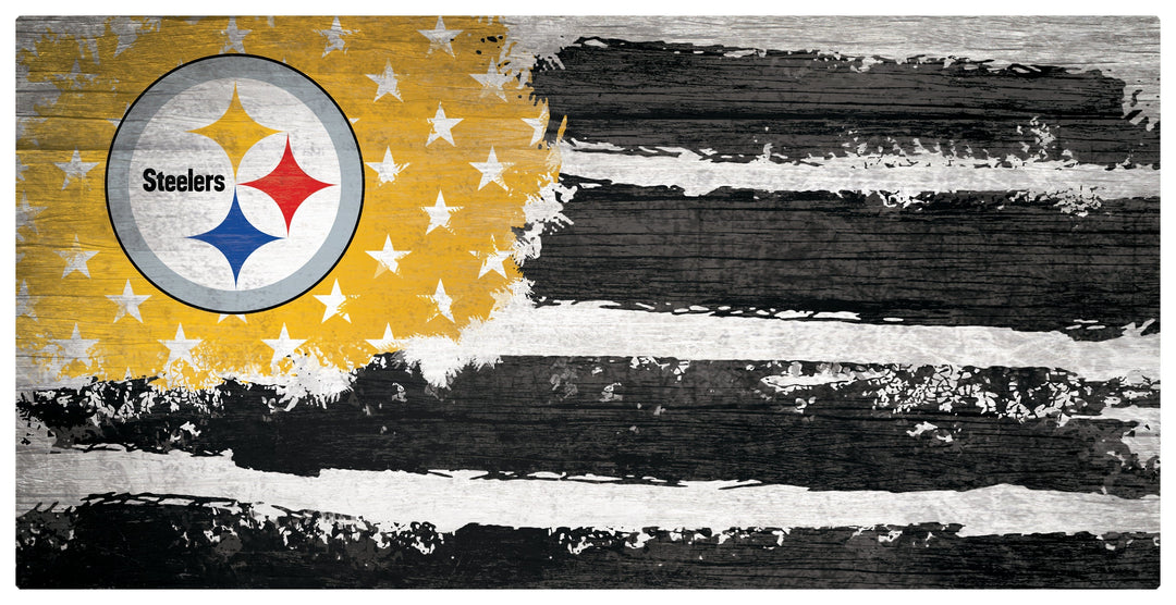Dynasty Sports & Framing Signs/Plaques - Flag Pittsburgh Steelers Team Flag Wooden Sign