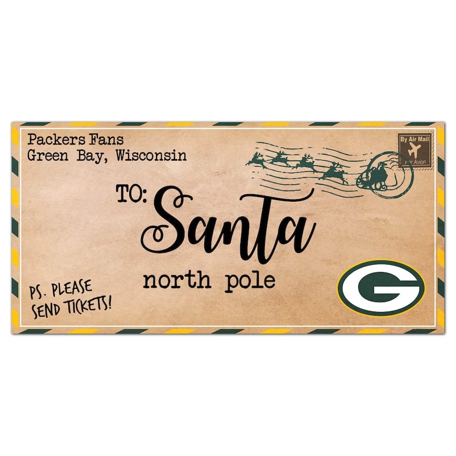 Dynasty Sports & Framing Signs/Plaques - Holiday Green Bay Packers 6'' x 12'' Letter to Santa Sign