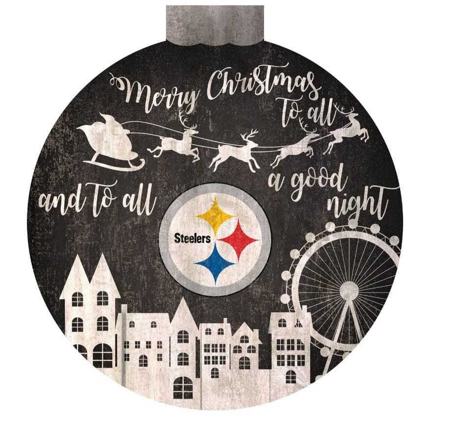 Dynasty Sports & Framing Signs/Plaques - Holiday Pittsburgh Steelers 12" Christmas Village Wall Art Wood Sign