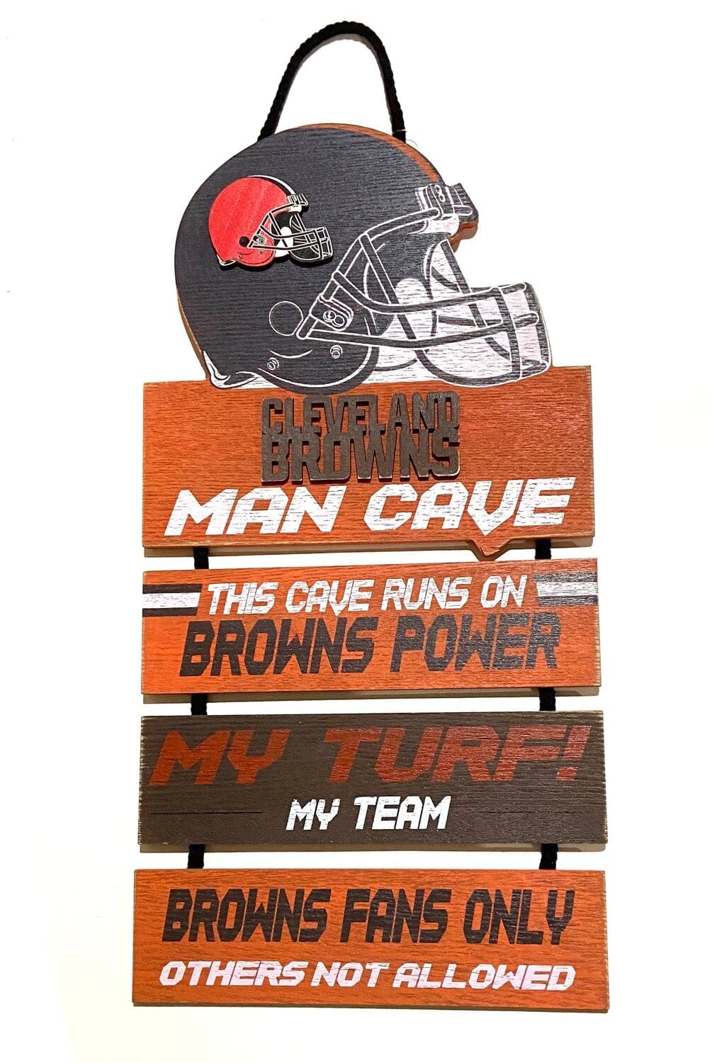 Dynasty Sports & Framing Signs/Plaques - Man Cave Dangle Cleveland Browns Wooden Helmet Man Cave Dangle Sign