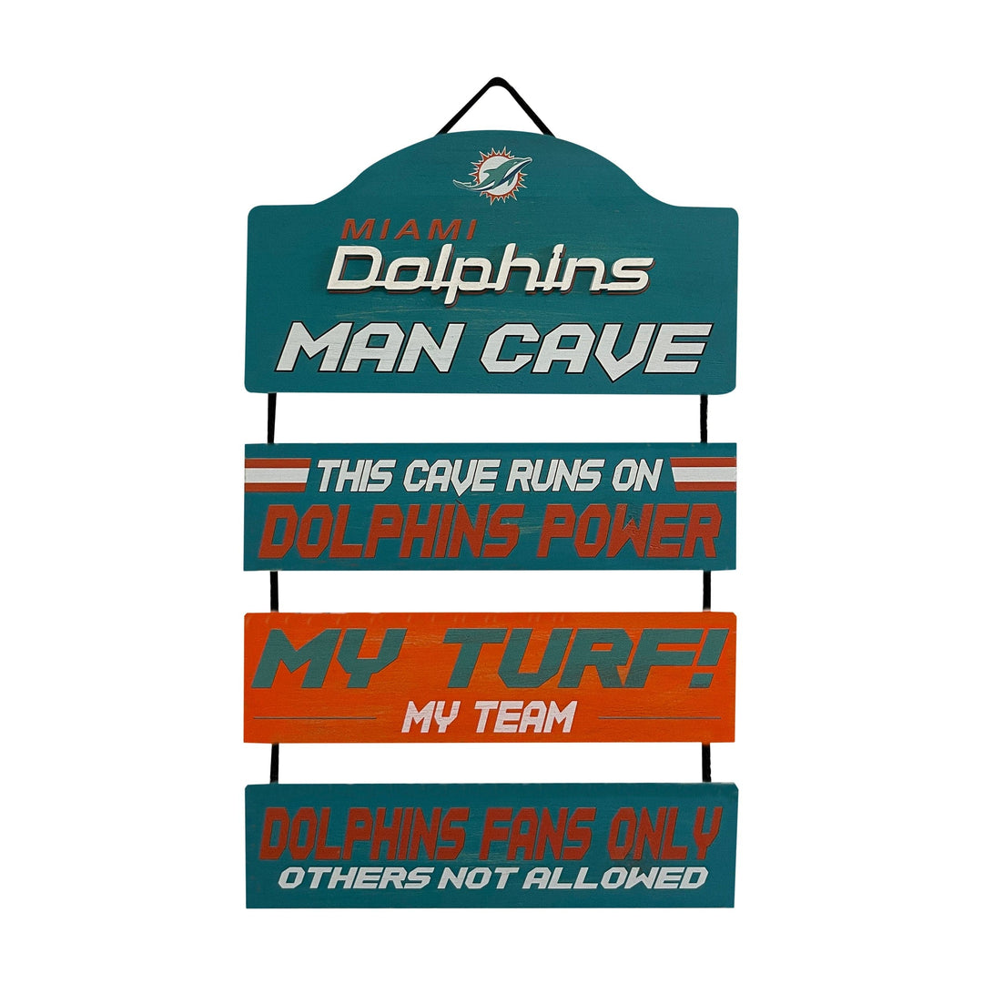Dynasty Sports & Framing Signs/Plaques - Man Cave Dangle Miami Dolphins Wooden Man Cave Dangle Sign