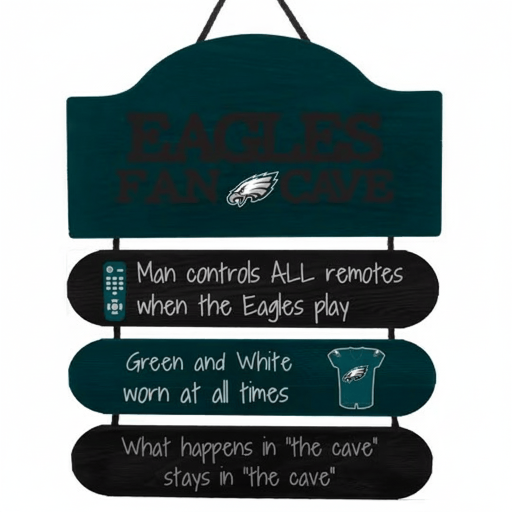 Dynasty Sports & Framing Signs/Plaques - Man Cave Dangle Philadelphia Eagles Wooden Fan Cave Dangle Sign