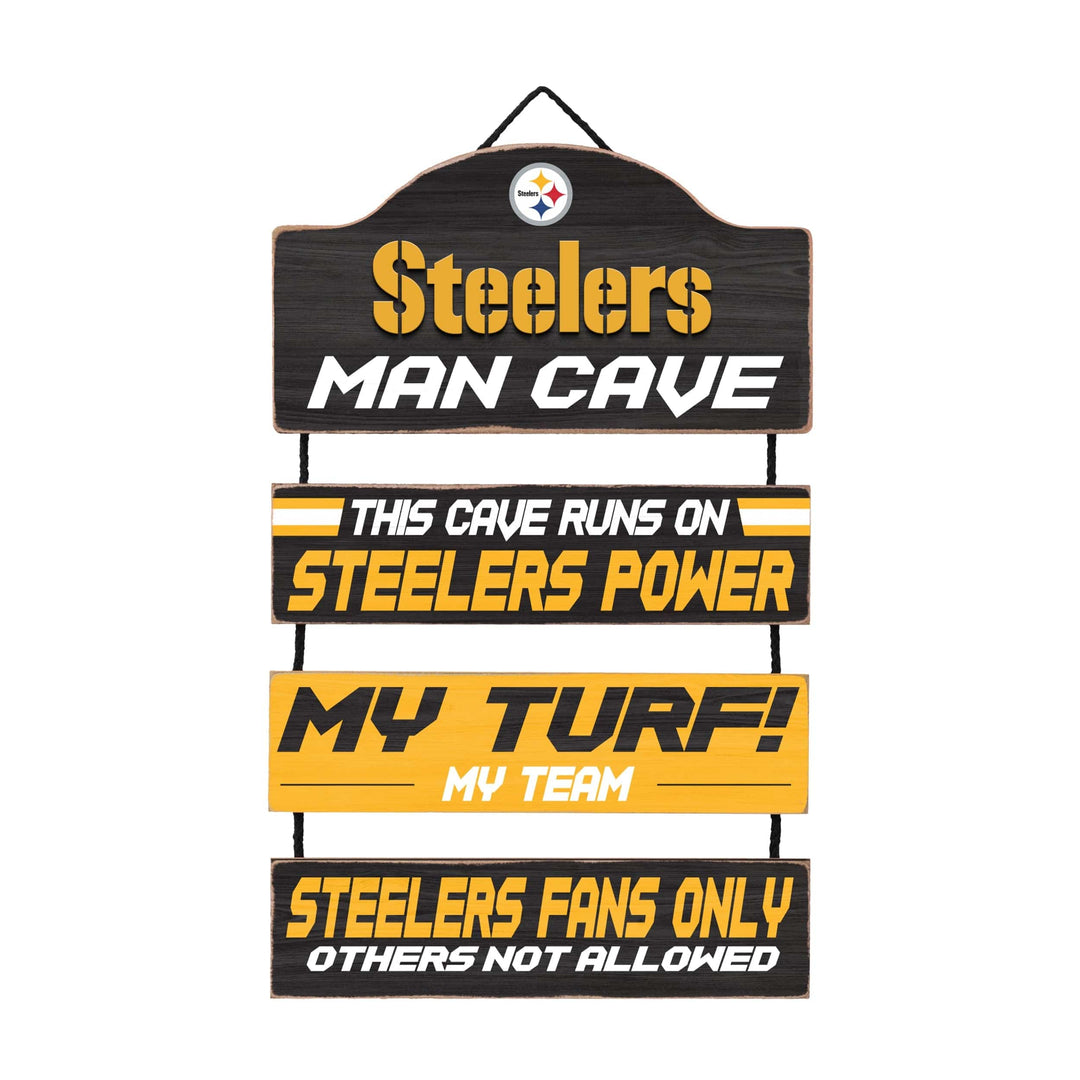 Dynasty Sports & Framing Signs/Plaques - Man Cave Dangle Pittsburgh Steelers Wooden Man Cave Sign