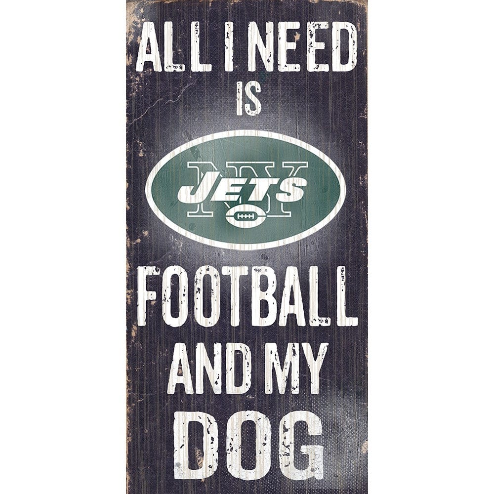 Dynasty Sports & Framing Signs/Plaques - Sports & My Dog New York Jets Football and My Dog Wooden Sign