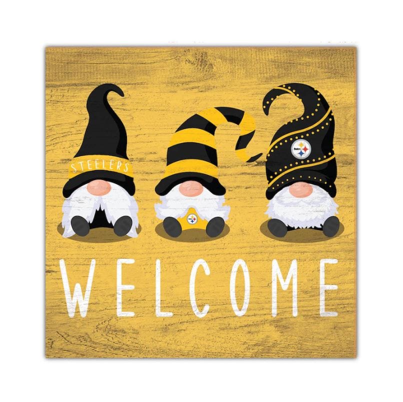 Dynasty Sports & Framing Signs/Plaques - Welcome Pittsburgh Steelers Gnome 10" Welcome Wood Sign