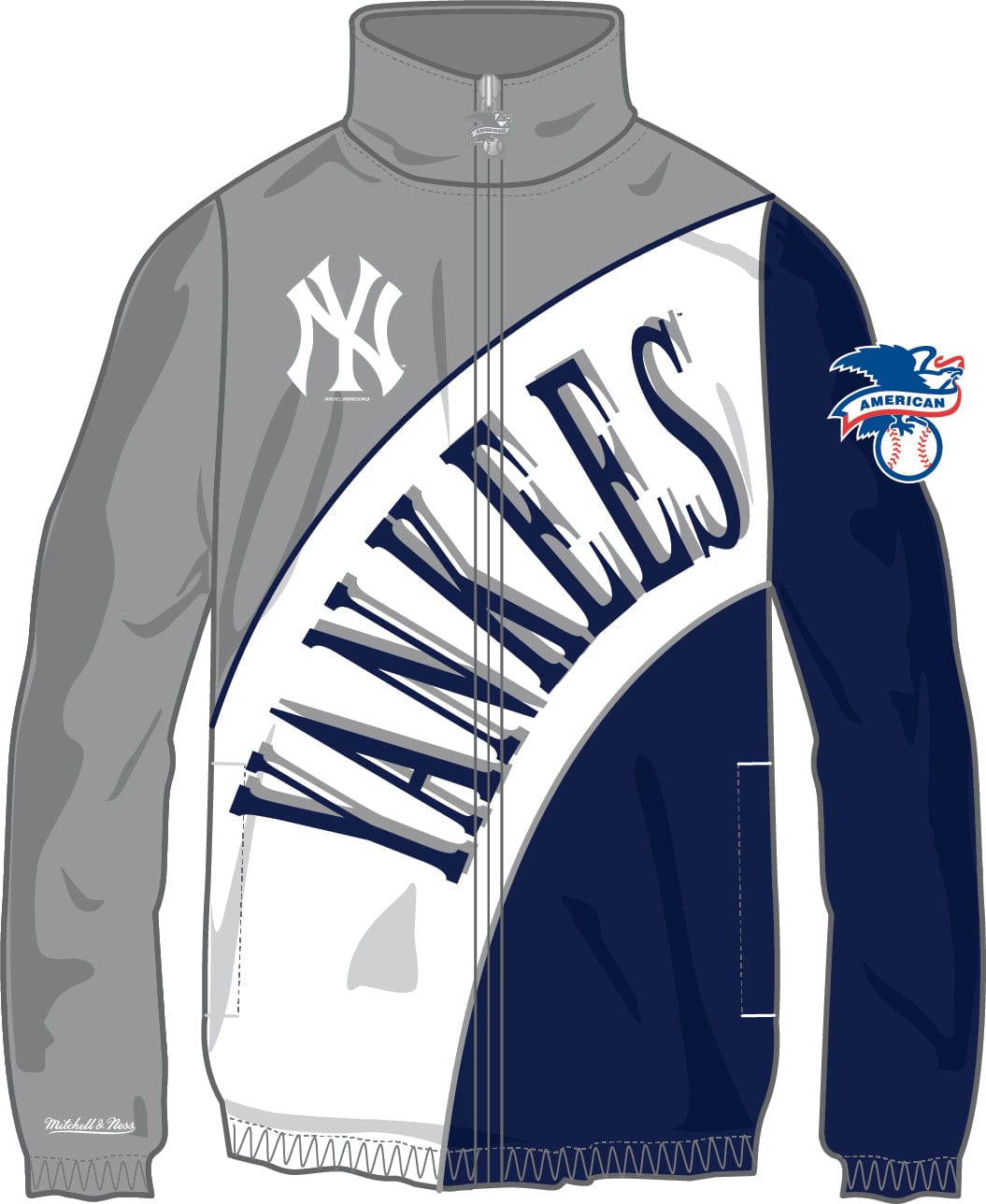 Dynasty Sports & Framing Sweatshirts, Hoodies, & Jackets - Baseball Small New York Yankees Mitchell & Ness Arched Retro Lined Windbreaker