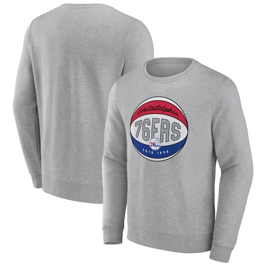 Dynasty Sports & Framing Sweatshirts, Hoodies, & Jackets - Basketball Small Philadelphia 76ers Heathered Gray True Classics Vint Pullover Sweatshirt